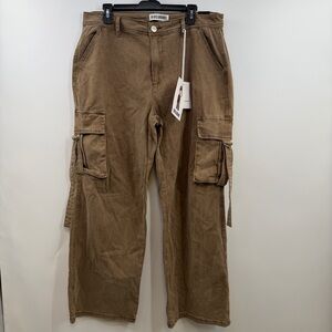 NWT Disclosure Baggy Cargo Pants Brown Wide Leg Y2K Utility 17/33